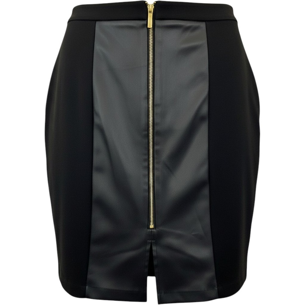 Michael Kors Pencil Skirt Women Large Black Excellent Faux Leather Zip Front